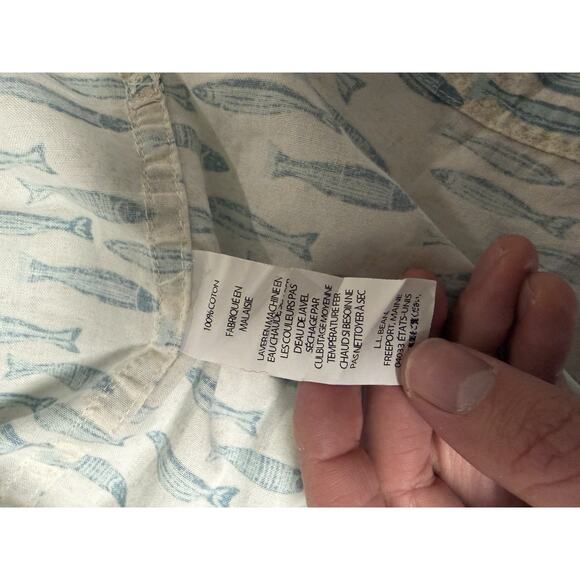 Mens Short Sleeve Fish Print L.L.Bean Button Down Shirt Size L / 100%cotton - Picture 8 of 8